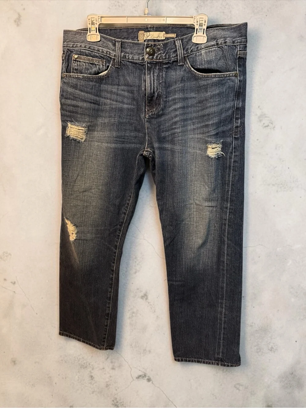 Ladies Level 99 Boyfriend  Distressed Blue Jeans